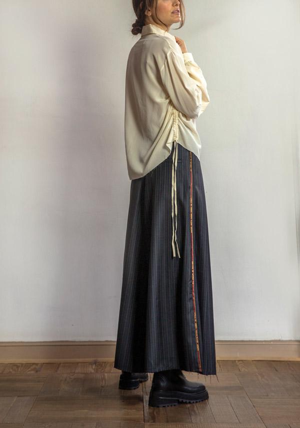 Rose & Lini A TENTATIVE ATELIER COTTON “STRIPED” CHARCOAL PANTS Vendita