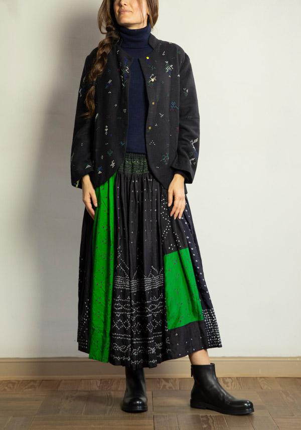 Rose & Lini INJIRI SILK & WOOL EMBROIDERED “JACKET 79” BLACK Promozione