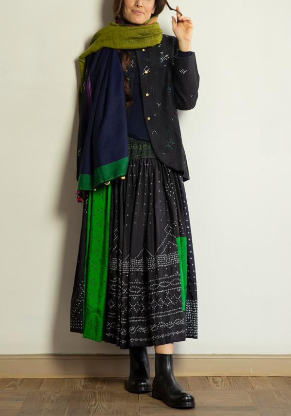Rose & Lini INJIRI SILK & WOOL EMBROIDERED “JACKET 79” BLACK Promozione