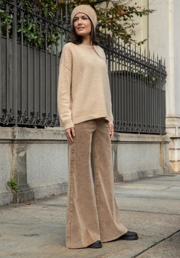 Rose & Lini BASE MILANO ALPACA “4320” BEIGE PULLOVER Spedizione Gratuita