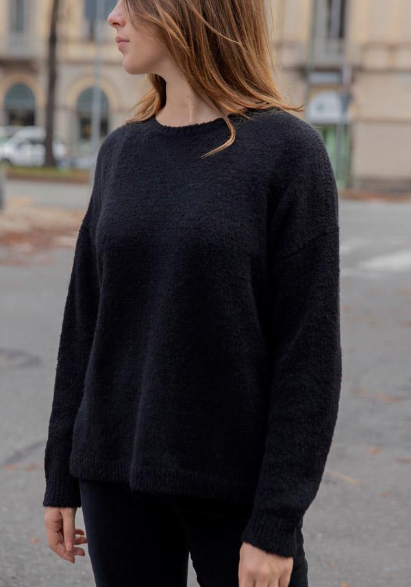 Rose & Lini BASE MILANO ALPACA “4320” BLACK PULLOVER Pezzi Unici