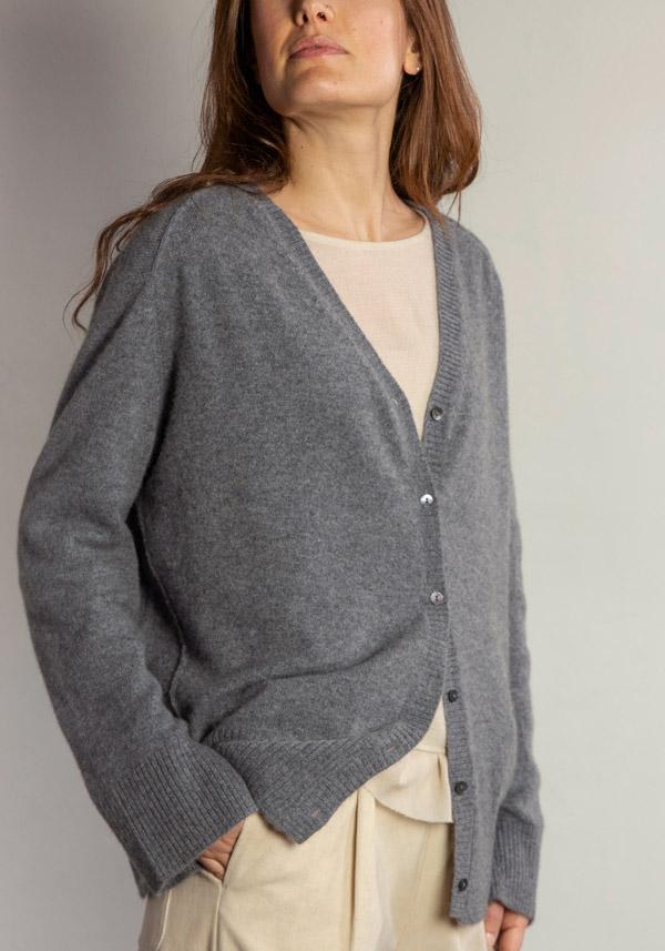 Rose & Lini BE YOU CASHMERE “CARDIGAN 3023” GREY Qualità Garantita