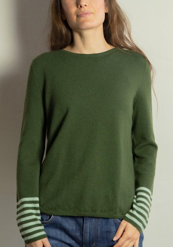 Rose & Lini BE YOU CASHMERE “ROUND NECK 1123” BOTTLE GREEN SWEATER Negozi Online