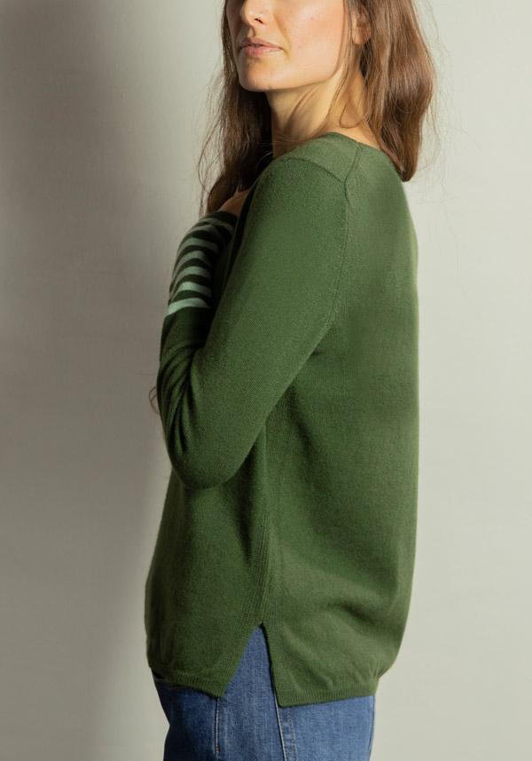 Rose & Lini BE YOU CASHMERE “ROUND NECK 1123” BOTTLE GREEN SWEATER Negozi Online