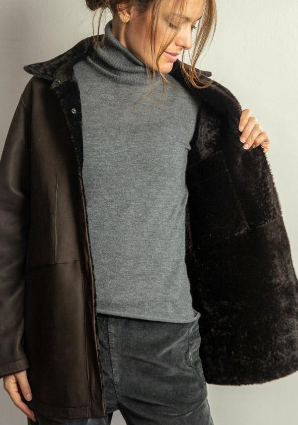 Rose & Lini FURLING BY GIANI REVERSIBLE LAMBSKIN “BABY LAMB” EBONY JACKET Novità