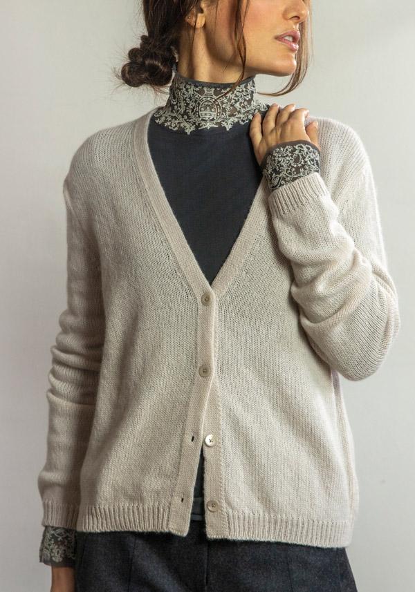 Rose & Lini PRIVATE 0204 CASHMERE “182” SABLE CARDIGAN Presa