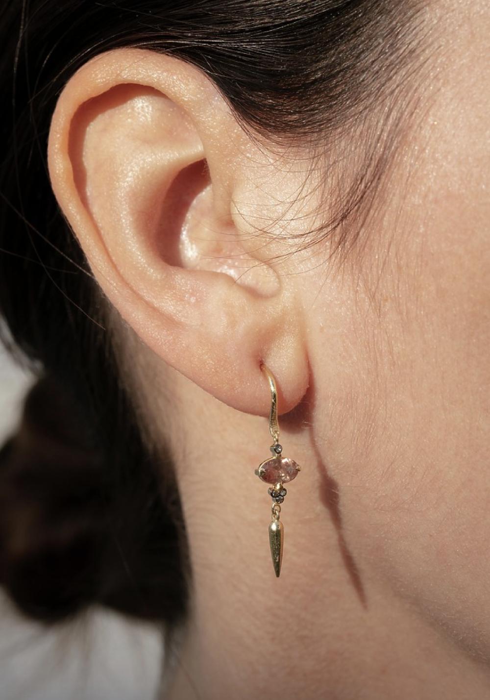 Rose & Lini 5 OCTOBRE “FINN” GOLD & GARNET EARRINGS Hotsell