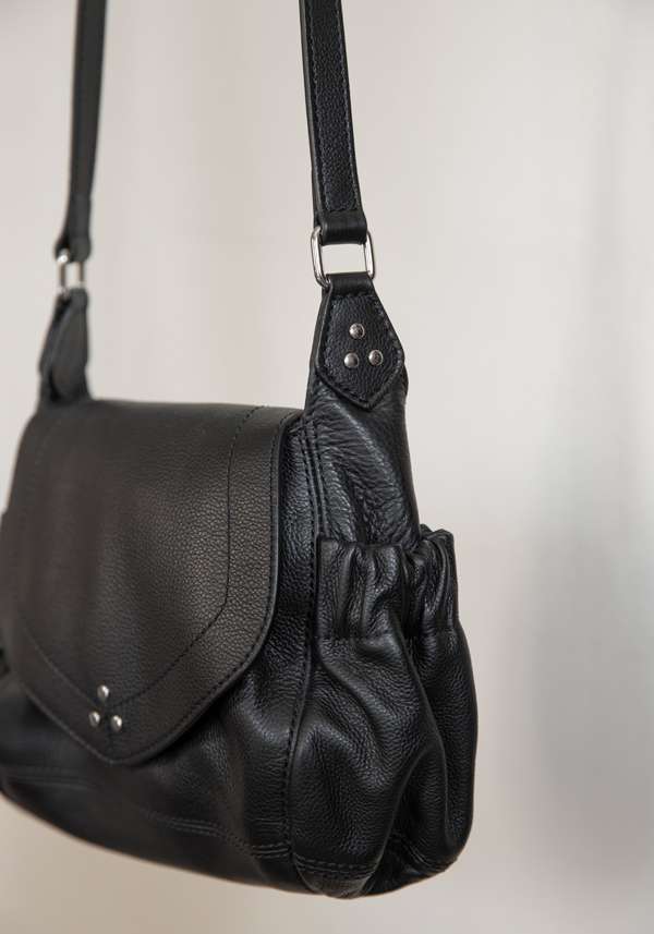 Rose & Lini JÉRÔME DREYFUSS “HELMUT S” BLACK LEATHER BAG Pezzi Unici