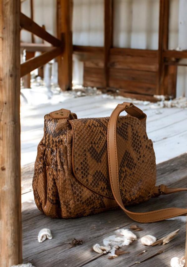 Rose & Lini JÉRÔME DREYFUSS “HELMUT S” GOLD PYTHON BAG Soddisfazione Garantita