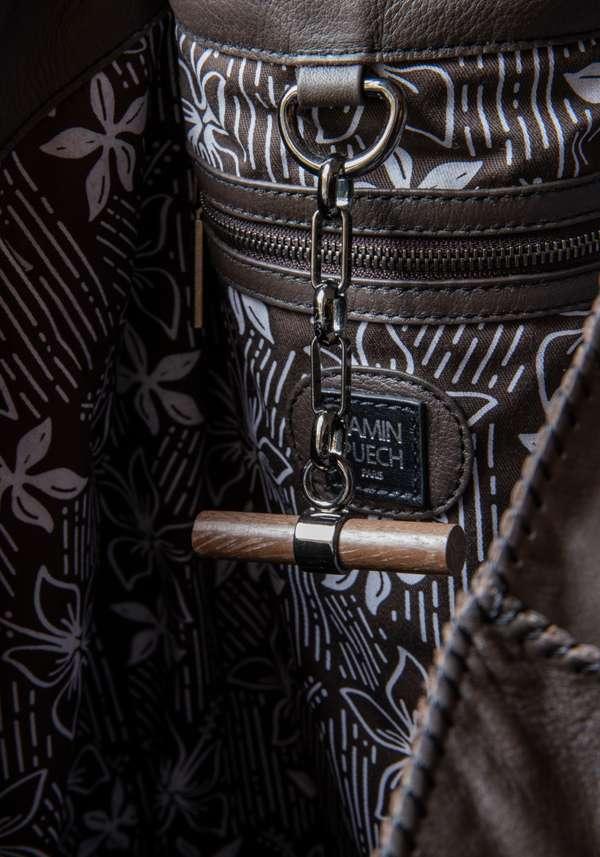 Rose & Lini JAMIN PUECH “HONU GM” DARK BROWN LEATHER BAG Negozi Online