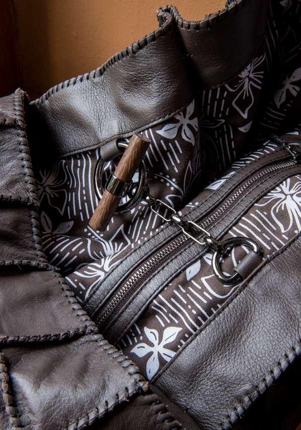 Rose & Lini JAMIN PUECH “HONU GM” DARK BROWN LEATHER BAG Negozi Online