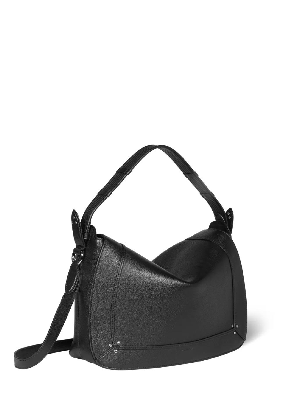 Rose & Lini JÉRÔME DREYFUSS “PEPITO L” BLACK & SILVER LEATHER BAG In Linea