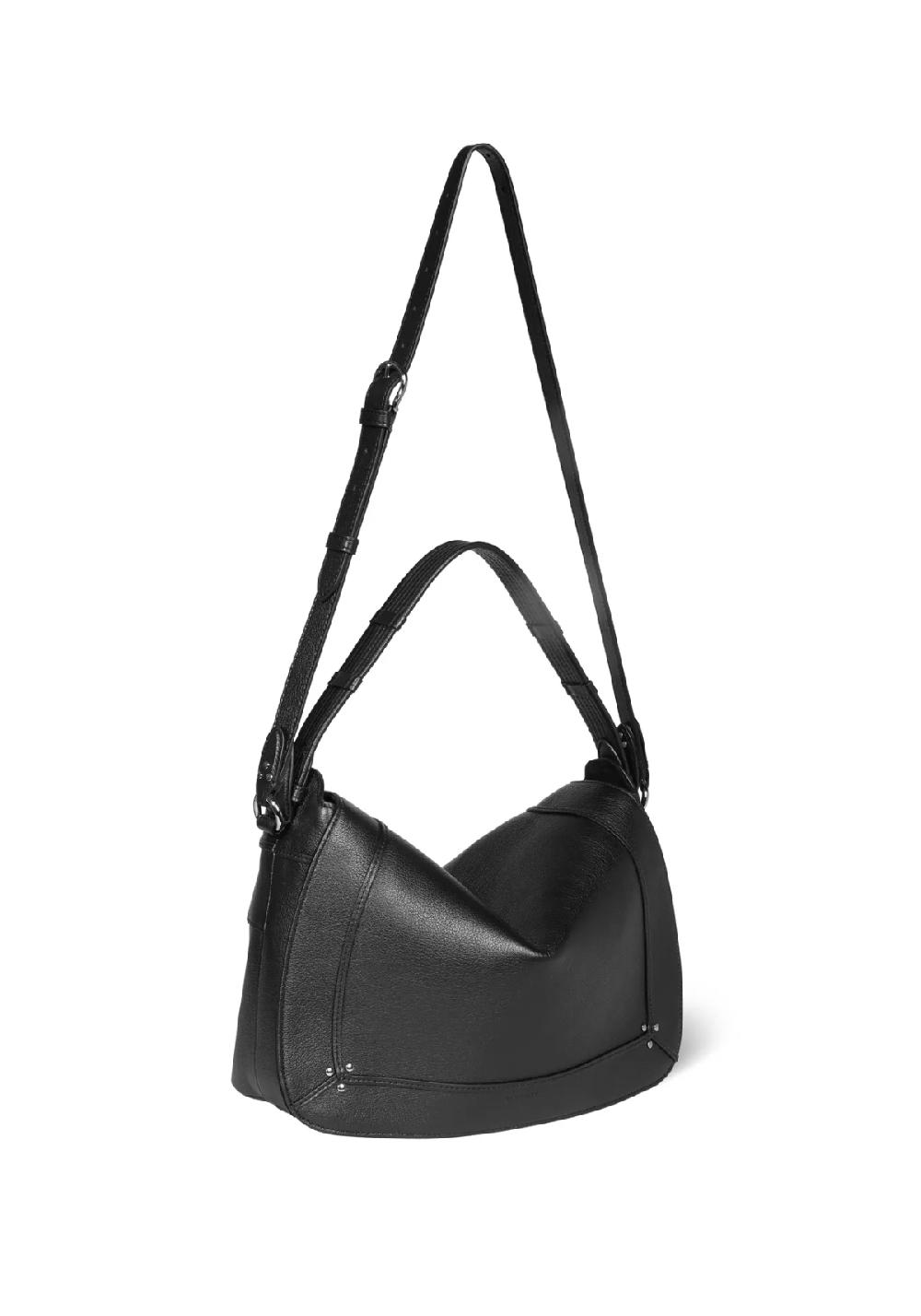 Rose & Lini JÉRÔME DREYFUSS “PEPITO L” BLACK & SILVER LEATHER BAG In Linea