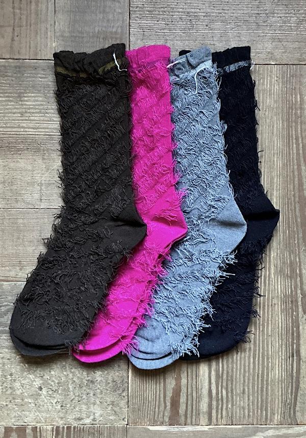 Rose & Lini ANTIPAST WOOL “FRINGE” AS-223 SOCKS BLACK Sottocosto