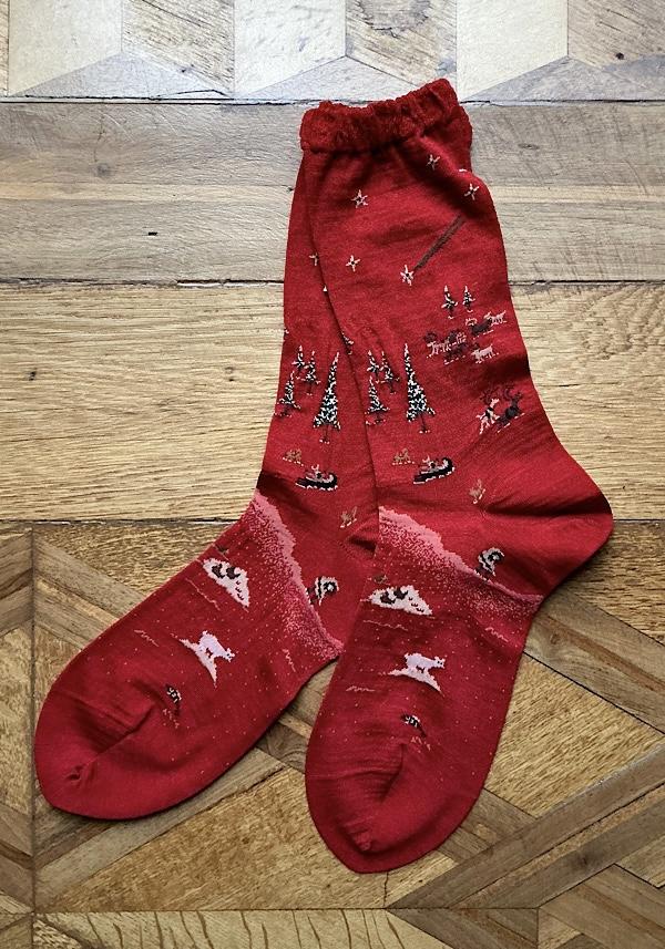 Rose & Lini ANTIPAST WOOL “LAGOM” AM-792 SOCKS RED Vendita Calda