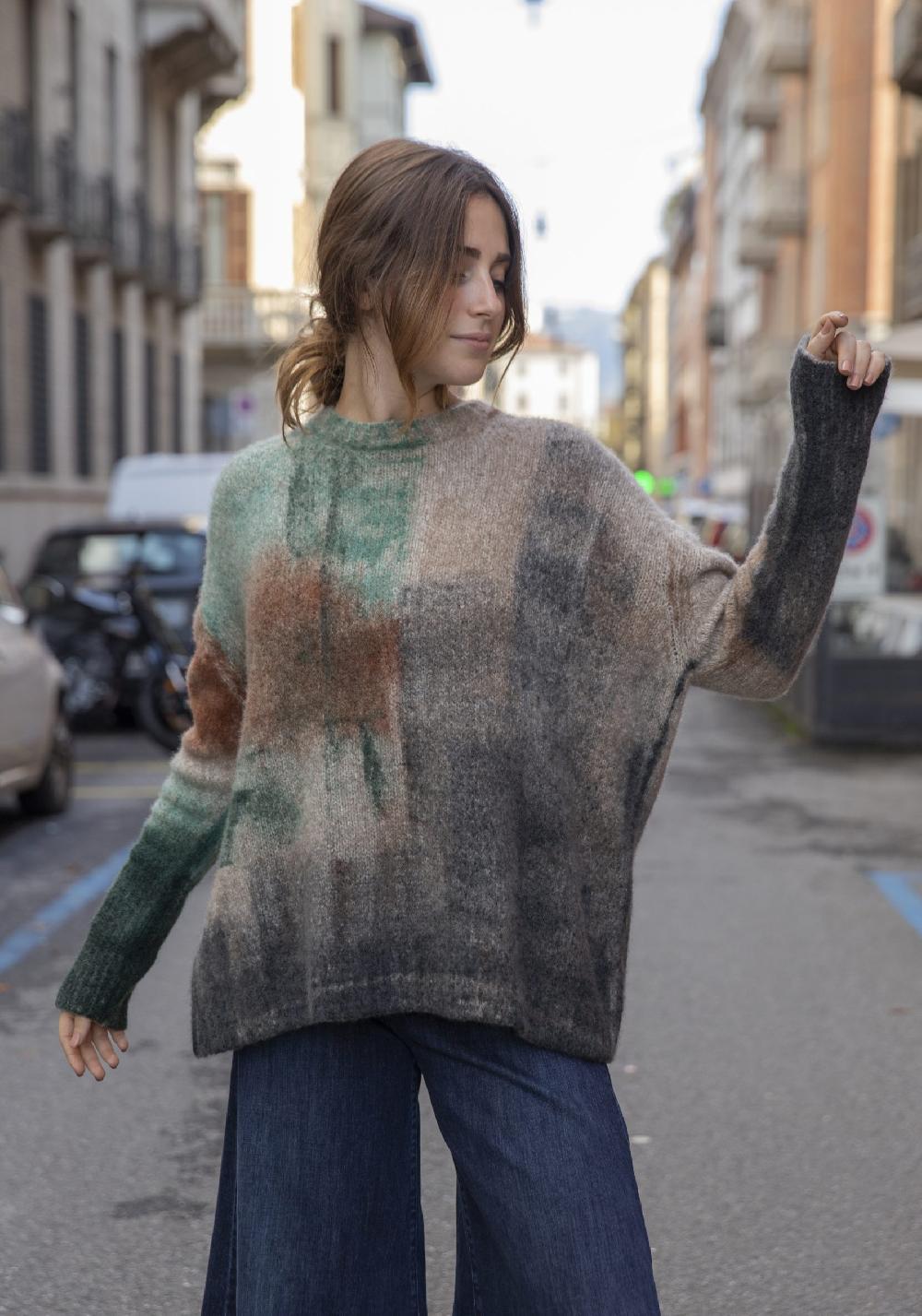 Rose & Lini FISSORE CASHMERE “MARIANNE 26” MULTICOLOR PULLOVER Pezzi Unici