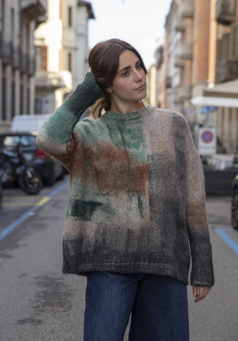 Rose & Lini FISSORE CASHMERE “MARIANNE 26” MULTICOLOR PULLOVER Pezzi Unici