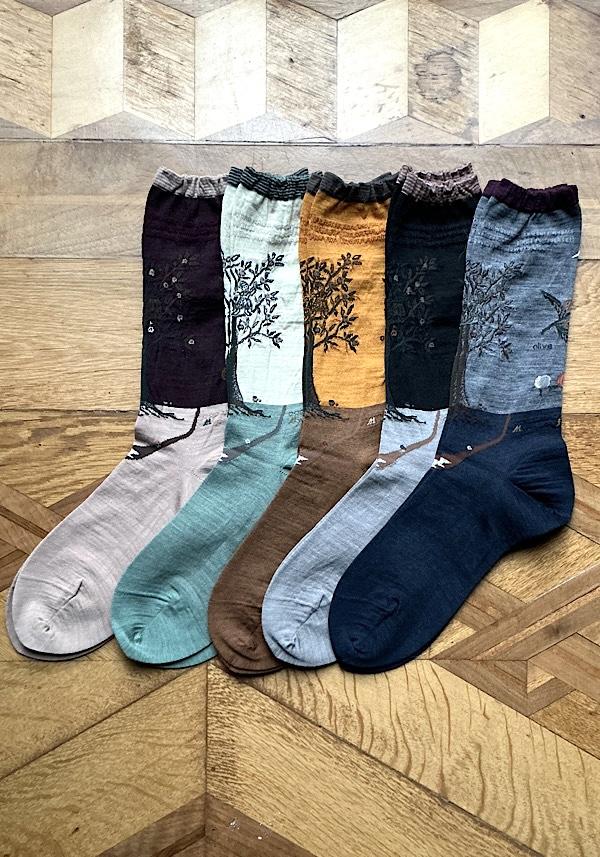 Rose & Lini ANTIPAST WOOL “OLIVE HARVEST” AM-790 SOCKS BLACK Negozi Online