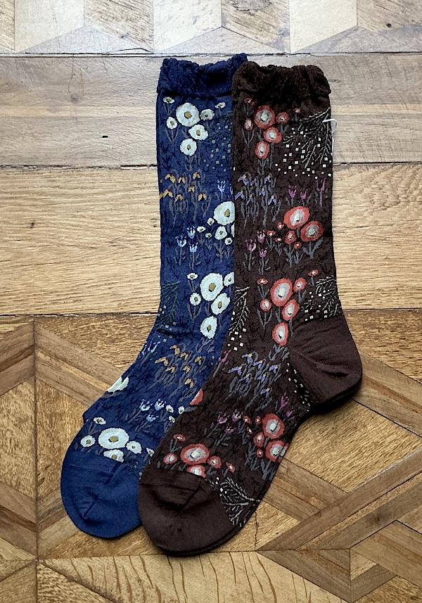 Rose & Lini ANTIPAST WOOL “WINTER GARDEN” AM-789 SOCKS BLUE Prezzo Ridotto