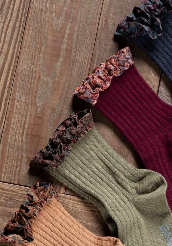 Rose & Lini COLLEGIEN “CHARLOTTE” RIBBED SOCKS BORDEAUX Hotsell