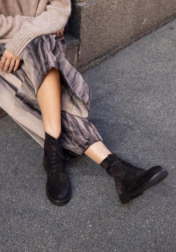 Rose & Lini MARSÈLL “PARRUCCA” SUEDE MORO ANKLE BOOTS Qualità