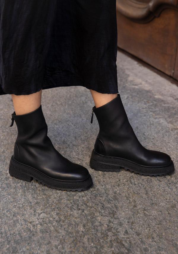 Rose & Lini MARSÈLL “CARRO” BLACK LEATHER ANKLE BOOTS Vendita