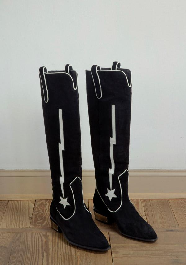 Rose & Lini KATE CATE SUEDE LEATHER “STELLA ROCK” BLACK BOOTS Spedizione Gratuita