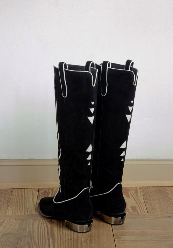 Rose & Lini KATE CATE SUEDE LEATHER “STELLA ROCK” BLACK BOOTS Spedizione Gratuita