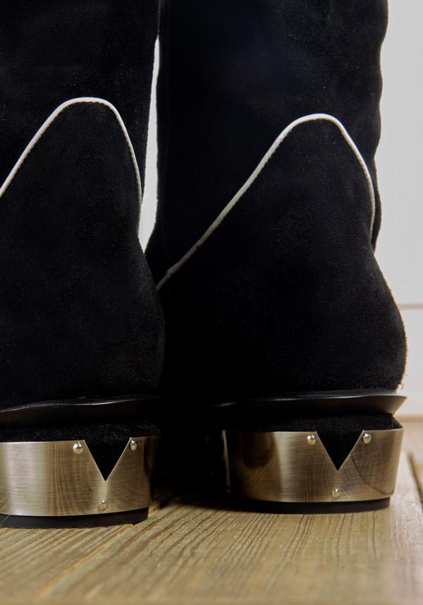 Rose & Lini KATE CATE SUEDE LEATHER “STELLA ROCK” BLACK BOOTS Spedizione Gratuita
