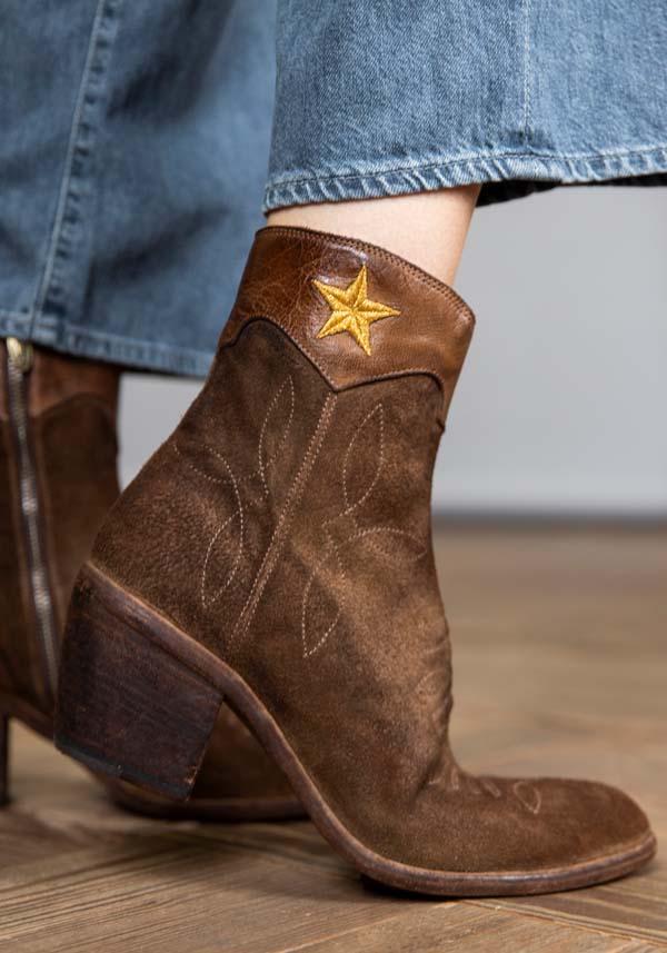Rose & Lini FAUZIAN JEUNESSE “BOOT 3804” CORK SUEDE TEXAN ANKLE BOOTS Soddisfazione Garantita