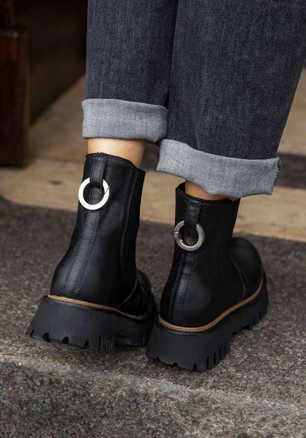 Rose & Lini ROCCO P. “TRONCHETTO 15630” BLACK LEATHER ANKLE BOOTS Negozi Online