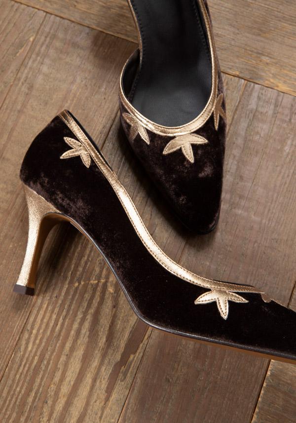 Rose & Lini ROSE’S ROSES “FRIDA” VELVET & LAMÉ HEELS ACQUISTA ORA