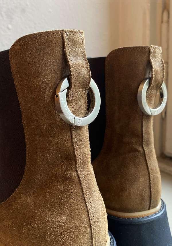 Rose & Lini ROCCO P. “TRONCHETTO 15630” SUEDE CARAMEL ANKLE BOOTS Promozione Limitata