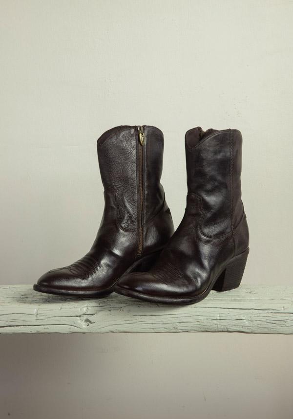 Rose & Lini FAUZIAN JEUNESSE “IGNIS” EBONY LEATHER TEXAS BOOT Fino Al -60%