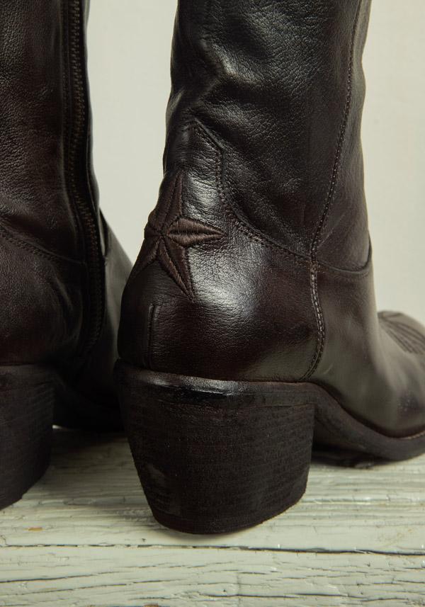 Rose & Lini FAUZIAN JEUNESSE “IGNIS” EBONY LEATHER TEXAS BOOT Fino Al -60%