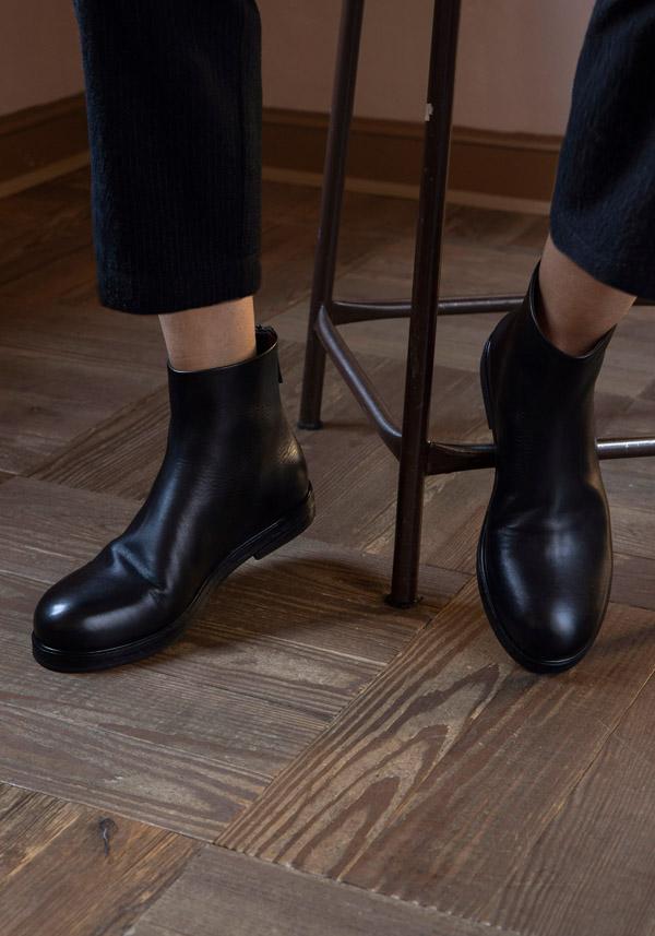 Rose & Lini MARSÈLL “ZUCCA ZEPPA” BLACK LEATHER ANKLE BOOTS Prezzo Ridotto