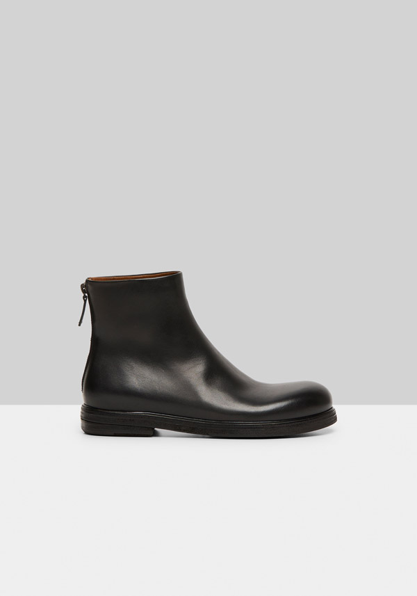 Rose & Lini MARSÈLL “ZUCCA ZEPPA” BLACK LEATHER ANKLE BOOTS Prezzo Ridotto