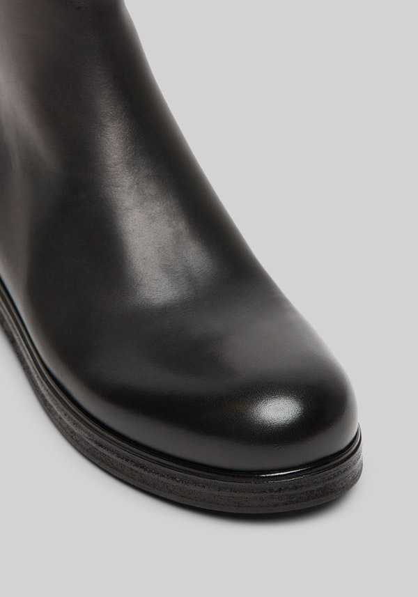 Rose & Lini MARSÈLL “ZUCCA ZEPPA” BLACK LEATHER ANKLE BOOTS Prezzo Ridotto