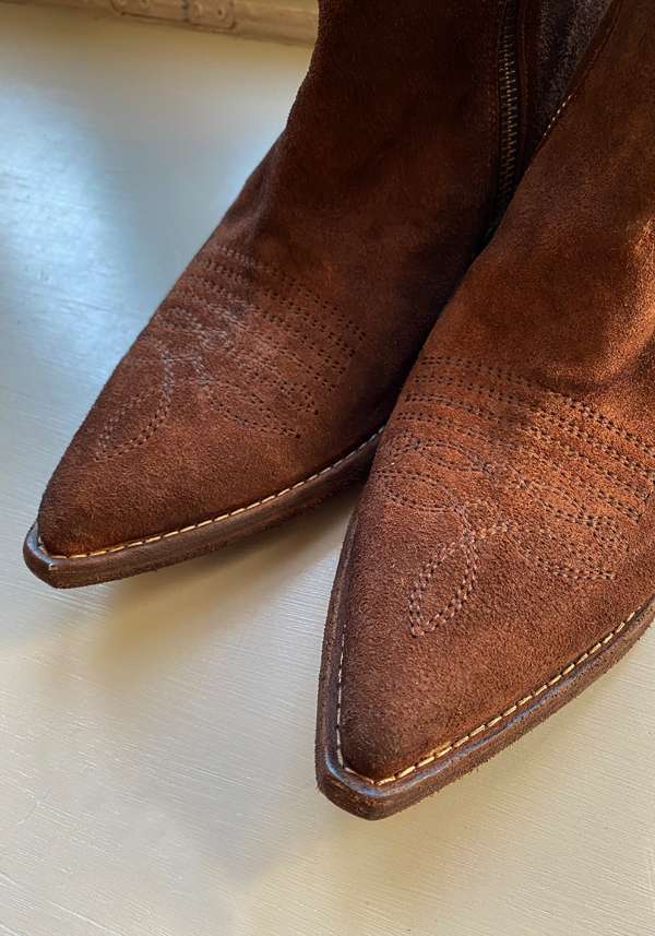 Rose & Lini FAUZIAN JEUNESSE “ROVESCIO” COCCO SUEDE TEXAN ANKLE BOOTS Sottocosto