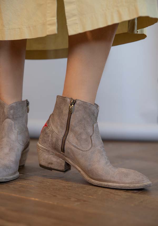 Rose & Lini FAUZIAN JEUNESSE “BOOT 3205” CORK SUEDE TEXAN ANKLE BOOTS Novità