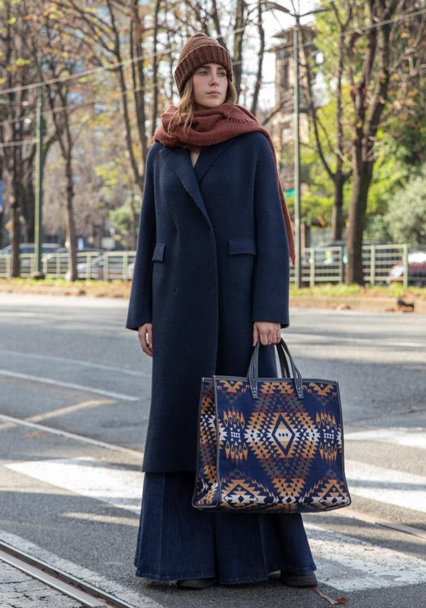 Rose & Lini BOBOUTIC WOOL NAVY LONG COAT “4778” Offerta