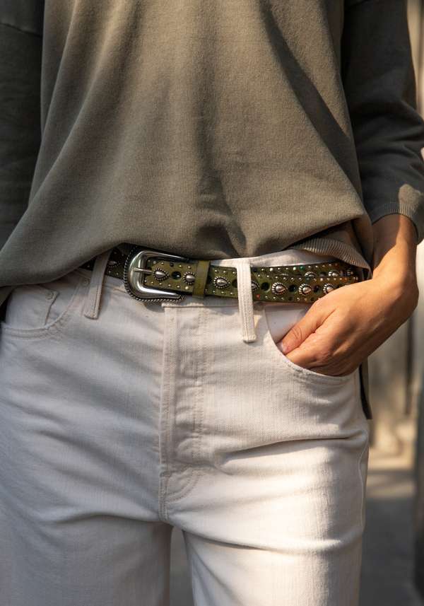 Rose & Lini NANNI MILITARY STUDDED LEATHER “BELT 336” Outlet