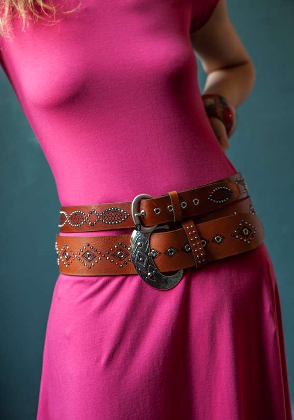 Rose & Lini NANNI “822” CHOCO LEATHER BELT In Vendita