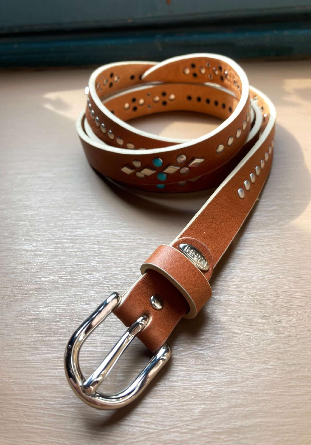Rose & Lini NANNI GINGER STUDDED LEATHER “BELT 343” Trasporto libero internazionale