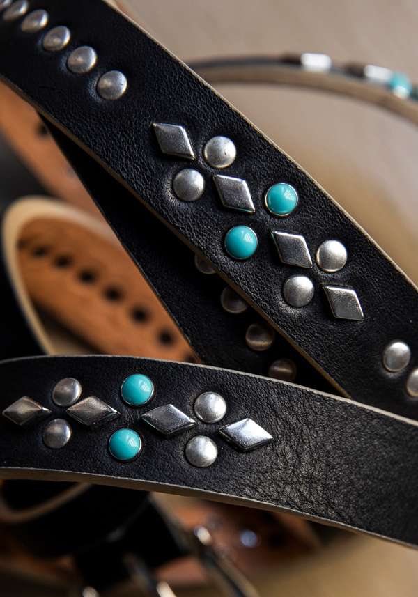 Rose & Lini NANNI BLACK STUDDED LEATHER “BELT 343” Hotsell