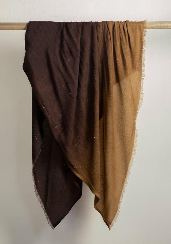Rose & Lini FALIERO SARTI WOOL “RANIA” BROWN SEQUINED SHAWL Soddisfazione Garantita