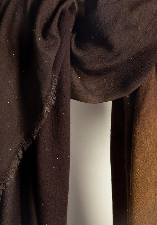 Rose & Lini FALIERO SARTI WOOL “RANIA” BROWN SEQUINED SHAWL Soddisfazione Garantita
