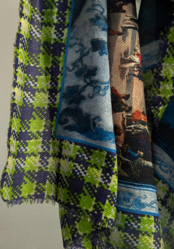 Rose & Lini FALIERO SARTI WOOL & CASHMERE “COFFEE HOUSE ROME” MULTICOLOR SCARF Soddisfazione Garantita