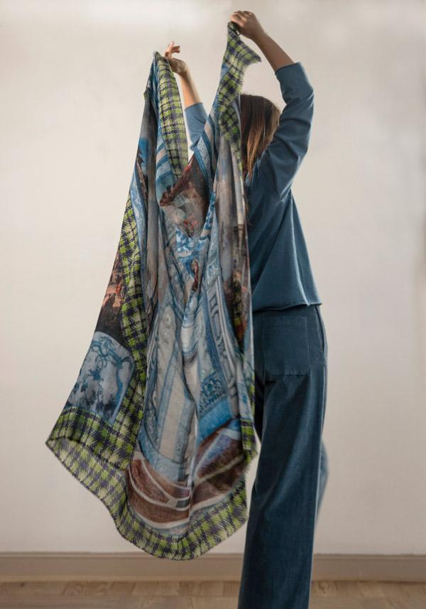 Rose & Lini FALIERO SARTI WOOL & CASHMERE “COFFEE HOUSE ROME” MULTICOLOR SCARF Soddisfazione Garantita
