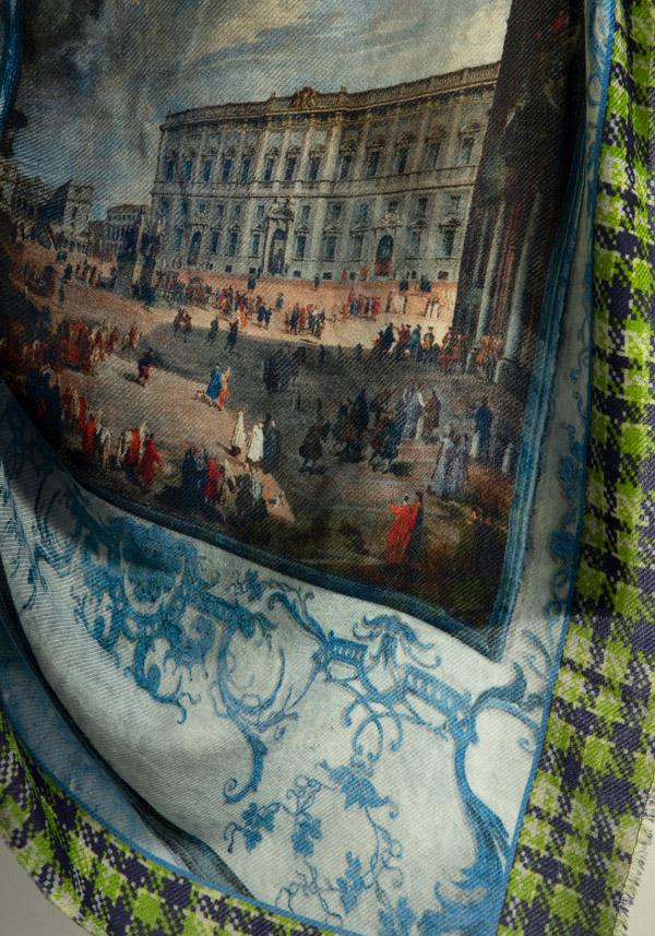 Rose & Lini FALIERO SARTI WOOL & CASHMERE “COFFEE HOUSE ROME” MULTICOLOR SCARF Soddisfazione Garantita